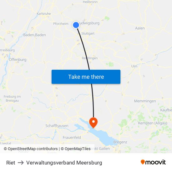 Riet to Verwaltungsverband Meersburg map