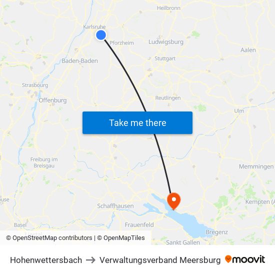 Hohenwettersbach to Verwaltungsverband Meersburg map