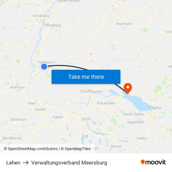 Lehen to Verwaltungsverband Meersburg map