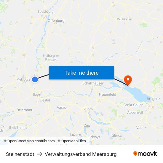Steinenstadt to Verwaltungsverband Meersburg map