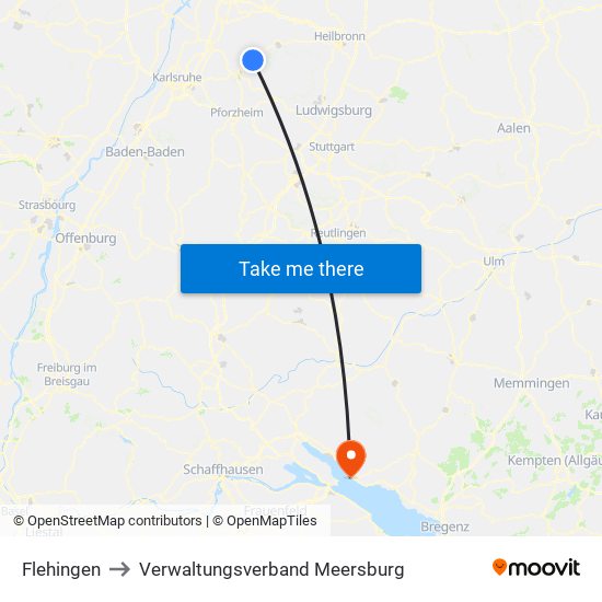 Flehingen to Verwaltungsverband Meersburg map