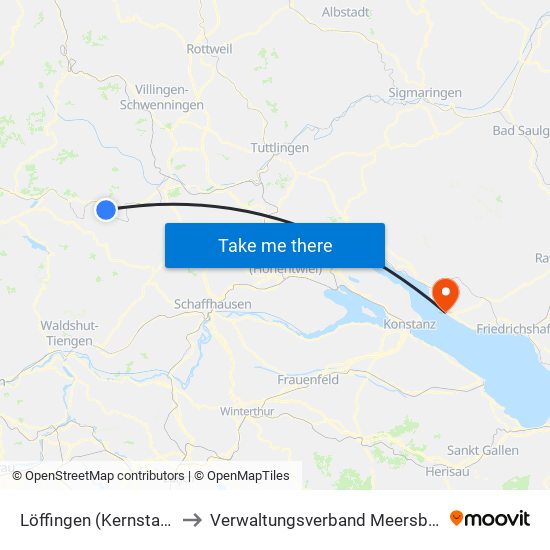 Löffingen (Kernstadt) to Verwaltungsverband Meersburg map