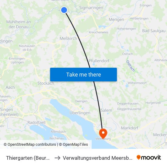 Thiergarten (Beuron) to Verwaltungsverband Meersburg map
