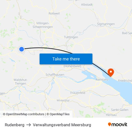 Rudenberg to Verwaltungsverband Meersburg map