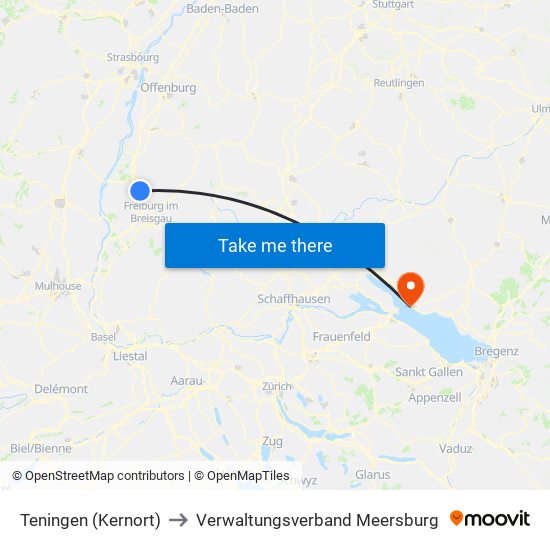 Teningen (Kernort) to Verwaltungsverband Meersburg map