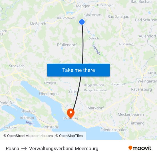 Rosna to Verwaltungsverband Meersburg map