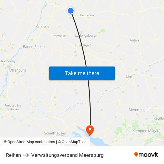 Reihen to Verwaltungsverband Meersburg map