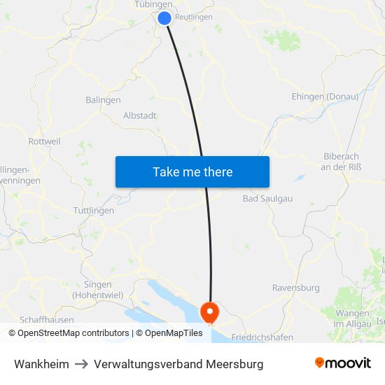 Wankheim to Verwaltungsverband Meersburg map