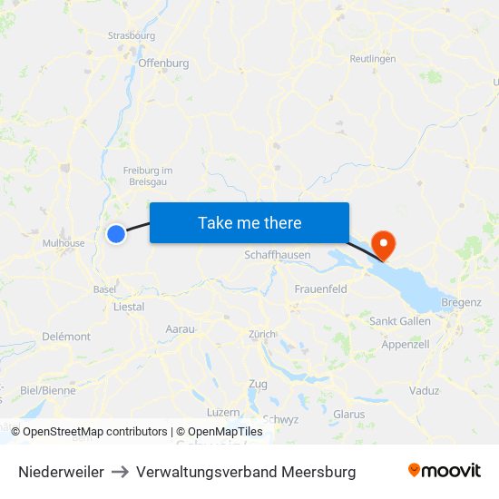 Niederweiler to Verwaltungsverband Meersburg map