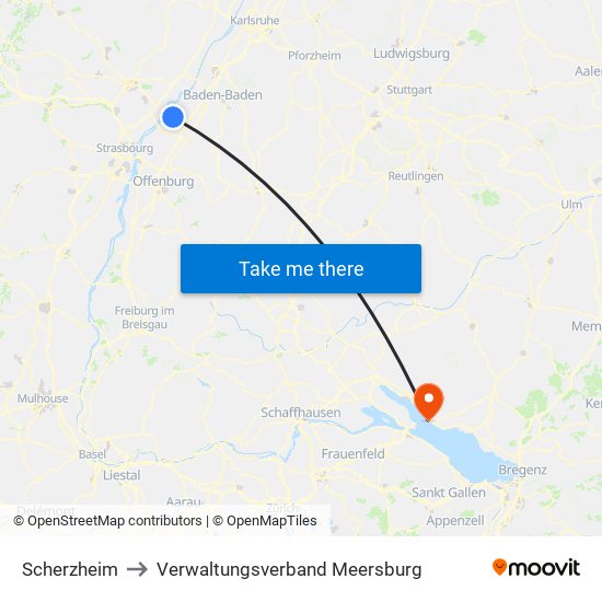 Scherzheim to Verwaltungsverband Meersburg map