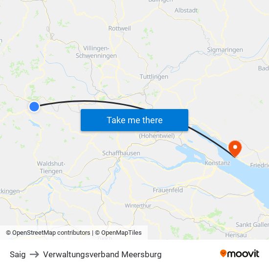 Saig to Verwaltungsverband Meersburg map