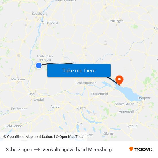 Scherzingen to Verwaltungsverband Meersburg map