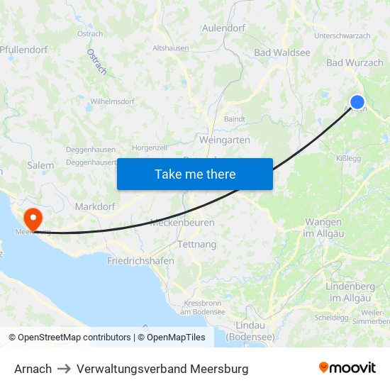 Arnach to Verwaltungsverband Meersburg map