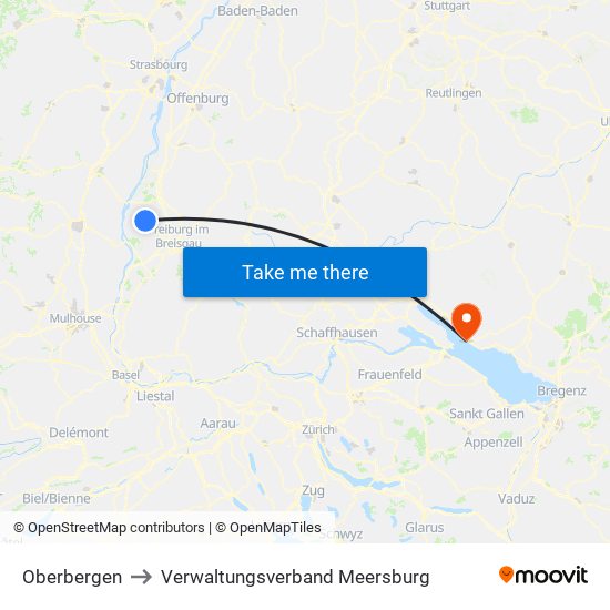 Oberbergen to Verwaltungsverband Meersburg map