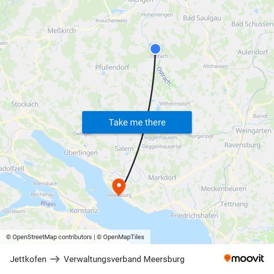 Jettkofen to Verwaltungsverband Meersburg map