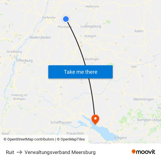 Ruit to Verwaltungsverband Meersburg map