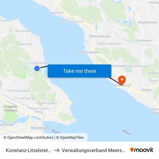 Konstanz-Litzelstetten to Verwaltungsverband Meersburg map