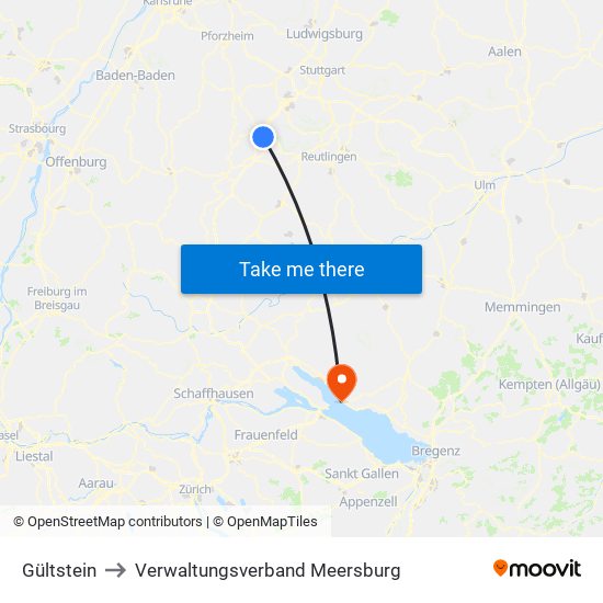 Gültstein to Verwaltungsverband Meersburg map