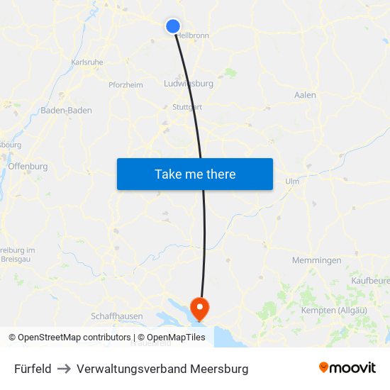 Fürfeld to Verwaltungsverband Meersburg map