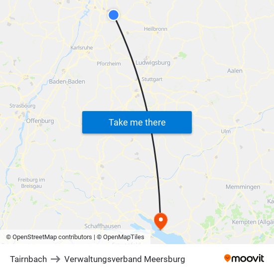 Tairnbach to Verwaltungsverband Meersburg map