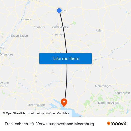 Frankenbach to Verwaltungsverband Meersburg map
