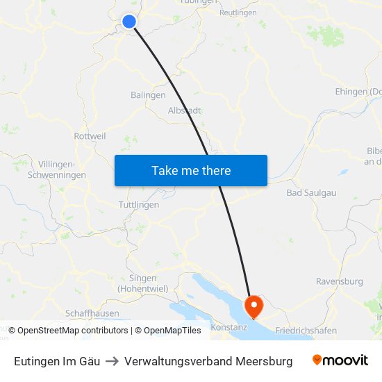 Eutingen Im Gäu to Verwaltungsverband Meersburg map