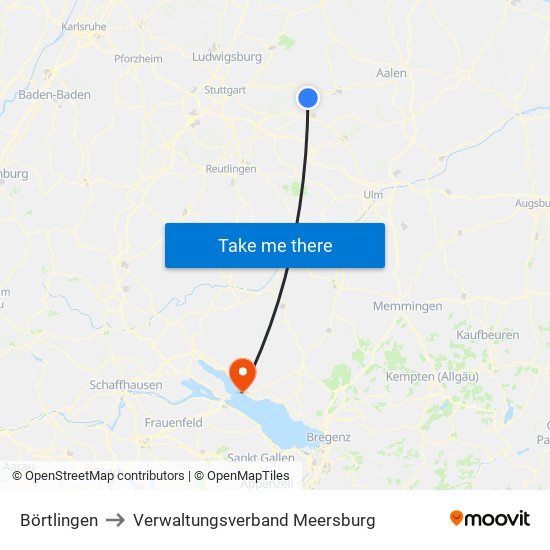 Börtlingen to Verwaltungsverband Meersburg map