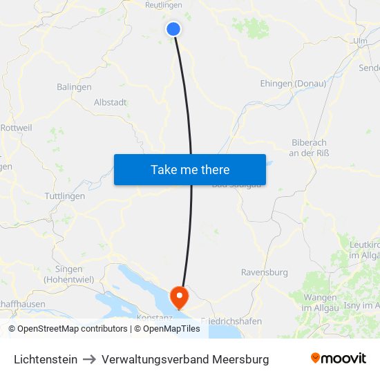 Lichtenstein to Verwaltungsverband Meersburg map