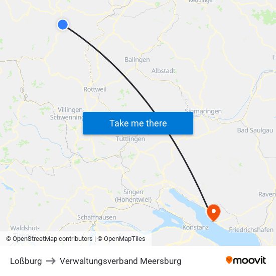 Loßburg to Verwaltungsverband Meersburg map