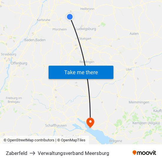 Zaberfeld to Verwaltungsverband Meersburg map