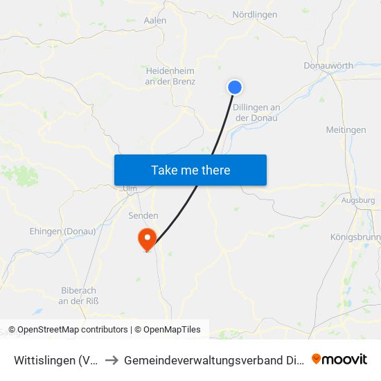 Wittislingen (Vgem) to Gemeindeverwaltungsverband Dietenheim map