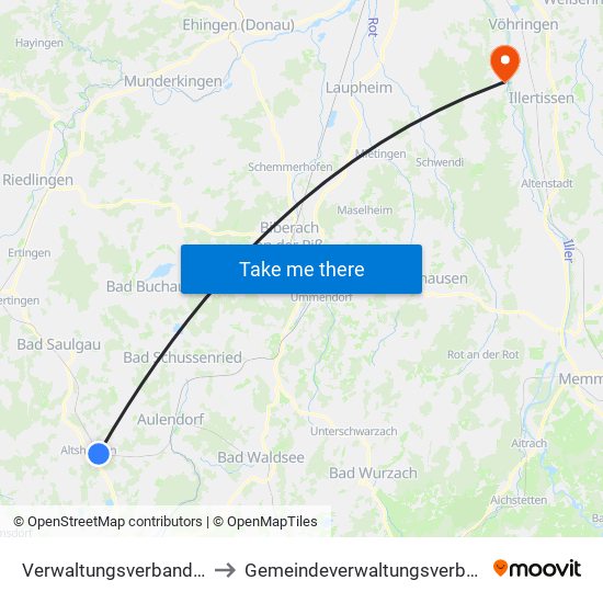 Verwaltungsverband Altshausen to Gemeindeverwaltungsverband Dietenheim map