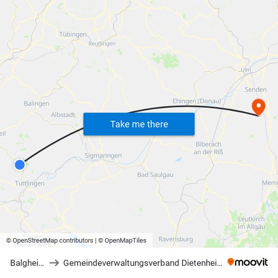 Balgheim to Gemeindeverwaltungsverband Dietenheim map