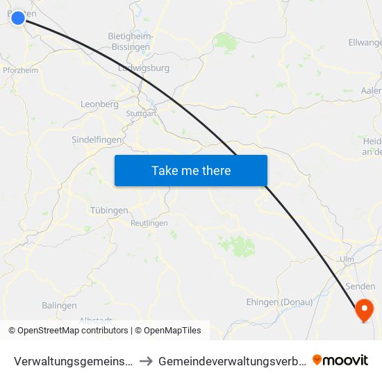 Verwaltungsgemeinschaft Bretten to Gemeindeverwaltungsverband Dietenheim map