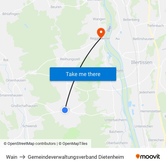 Wain to Gemeindeverwaltungsverband Dietenheim map