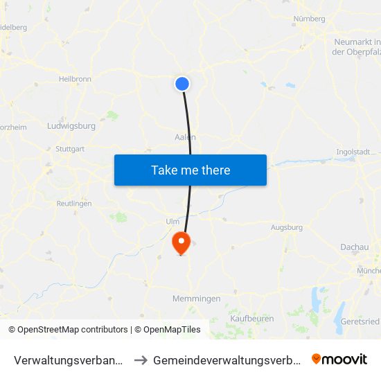 Verwaltungsverband Crailsheim to Gemeindeverwaltungsverband Dietenheim map