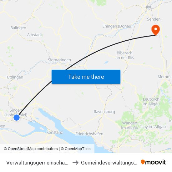 Verwaltungsgemeinschaft Singen (Hohentwiel) to Gemeindeverwaltungsverband Dietenheim map