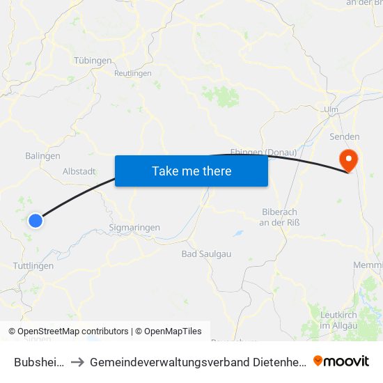 Bubsheim to Gemeindeverwaltungsverband Dietenheim map