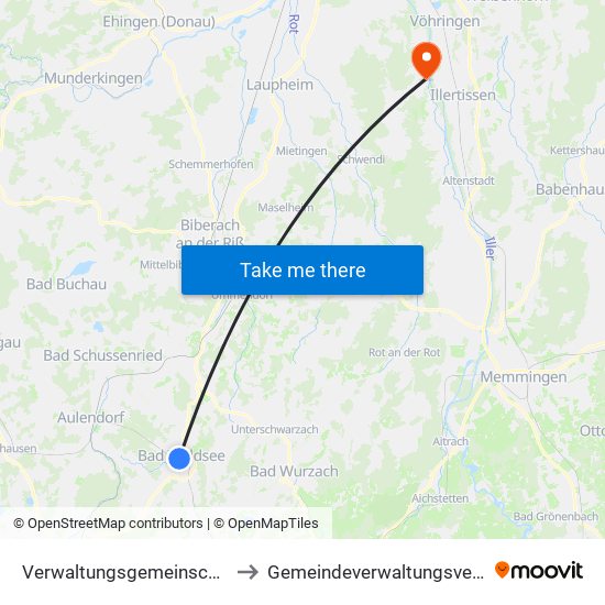 Verwaltungsgemeinschaft Bad Waldsee to Gemeindeverwaltungsverband Dietenheim map