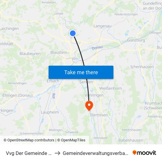 Vvg Der Gemeinde Dornstadt to Gemeindeverwaltungsverband Dietenheim map