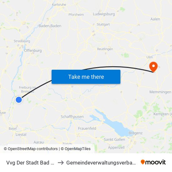 Vvg Der Stadt Bad Krozingen to Gemeindeverwaltungsverband Dietenheim map