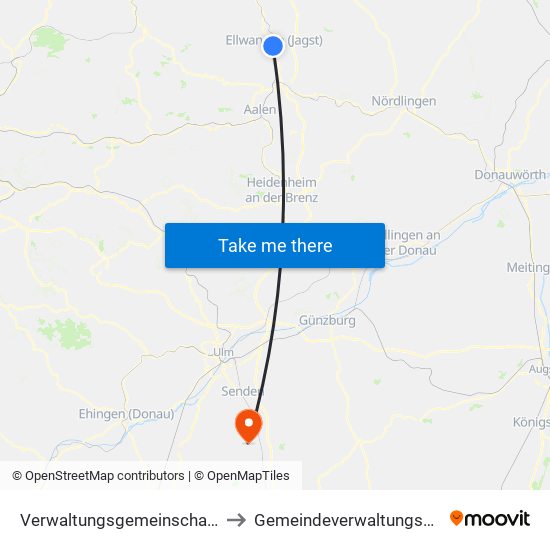 Verwaltungsgemeinschaft Ellwangen (Jagst) to Gemeindeverwaltungsverband Dietenheim map