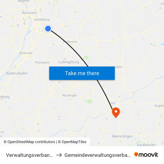 Verwaltungsverband Elsenztal to Gemeindeverwaltungsverband Dietenheim map