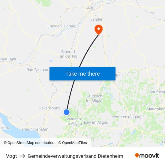 Vogt to Gemeindeverwaltungsverband Dietenheim map