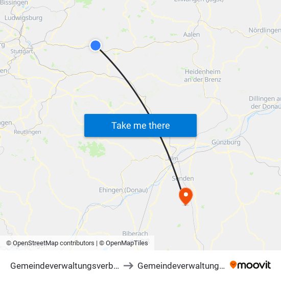 Gemeindeverwaltungsverband Plüderhausen-Urbach to Gemeindeverwaltungsverband Dietenheim map