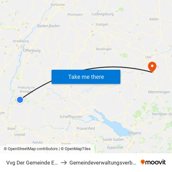 Vvg Der Gemeinde Ehrenkirchen to Gemeindeverwaltungsverband Dietenheim map