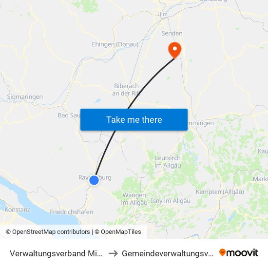 Verwaltungsverband Mittleres Schussental to Gemeindeverwaltungsverband Dietenheim map