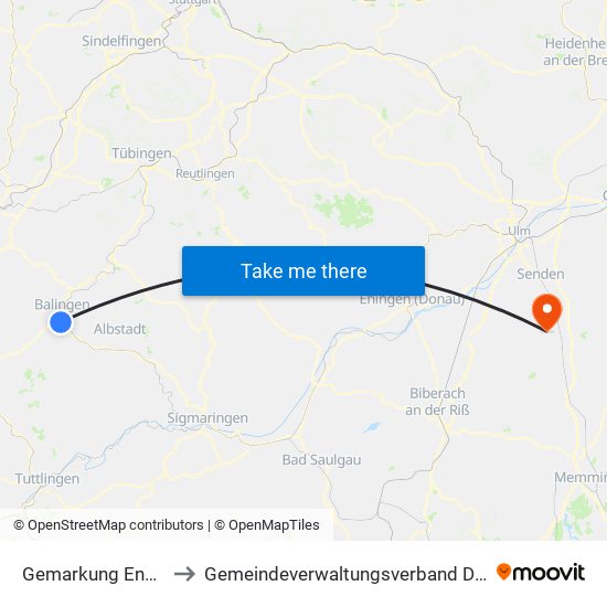 Gemarkung Endingen to Gemeindeverwaltungsverband Dietenheim map