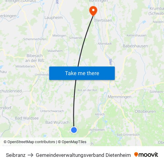 Seibranz to Gemeindeverwaltungsverband Dietenheim map