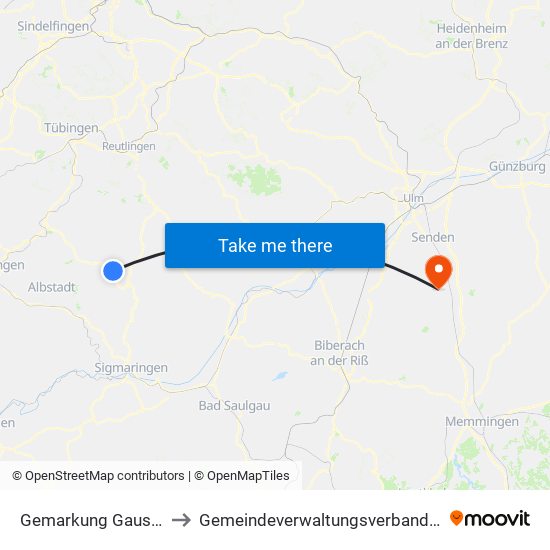 Gemarkung Gauselfingen to Gemeindeverwaltungsverband Dietenheim map